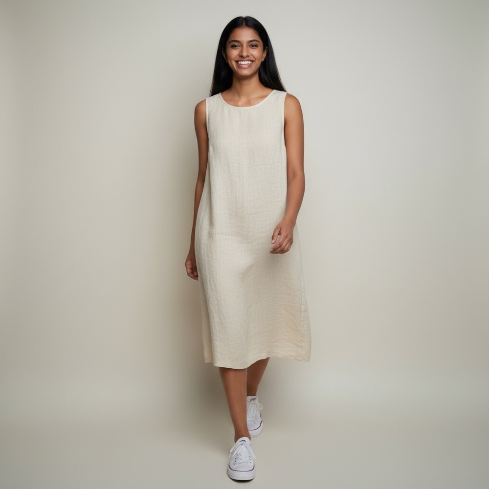Briggs Linen Blend Sleeveless Oatmeal Color Dress Size XL AR17